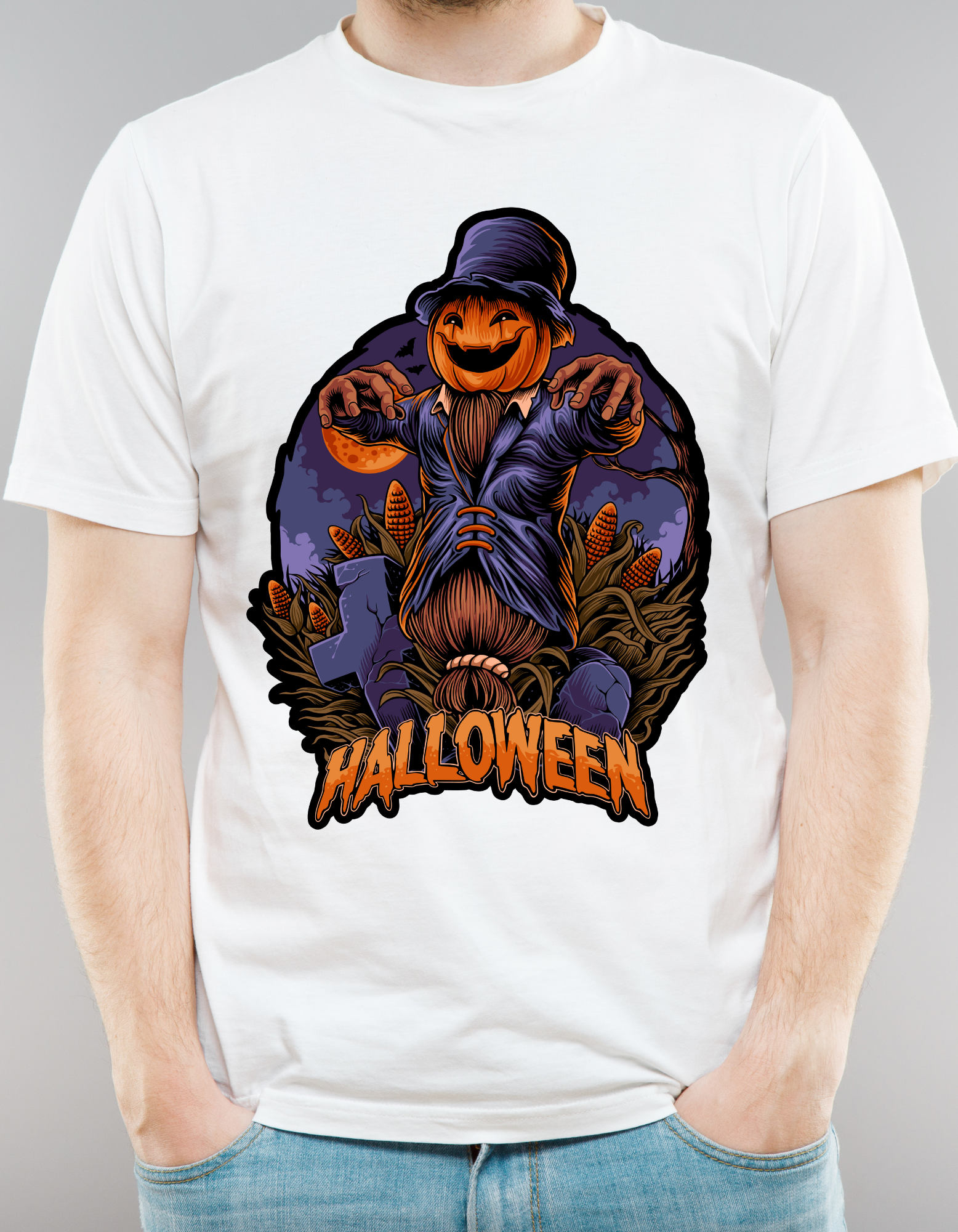 Custom Printed Shirts: Halloween Pumpkin Head