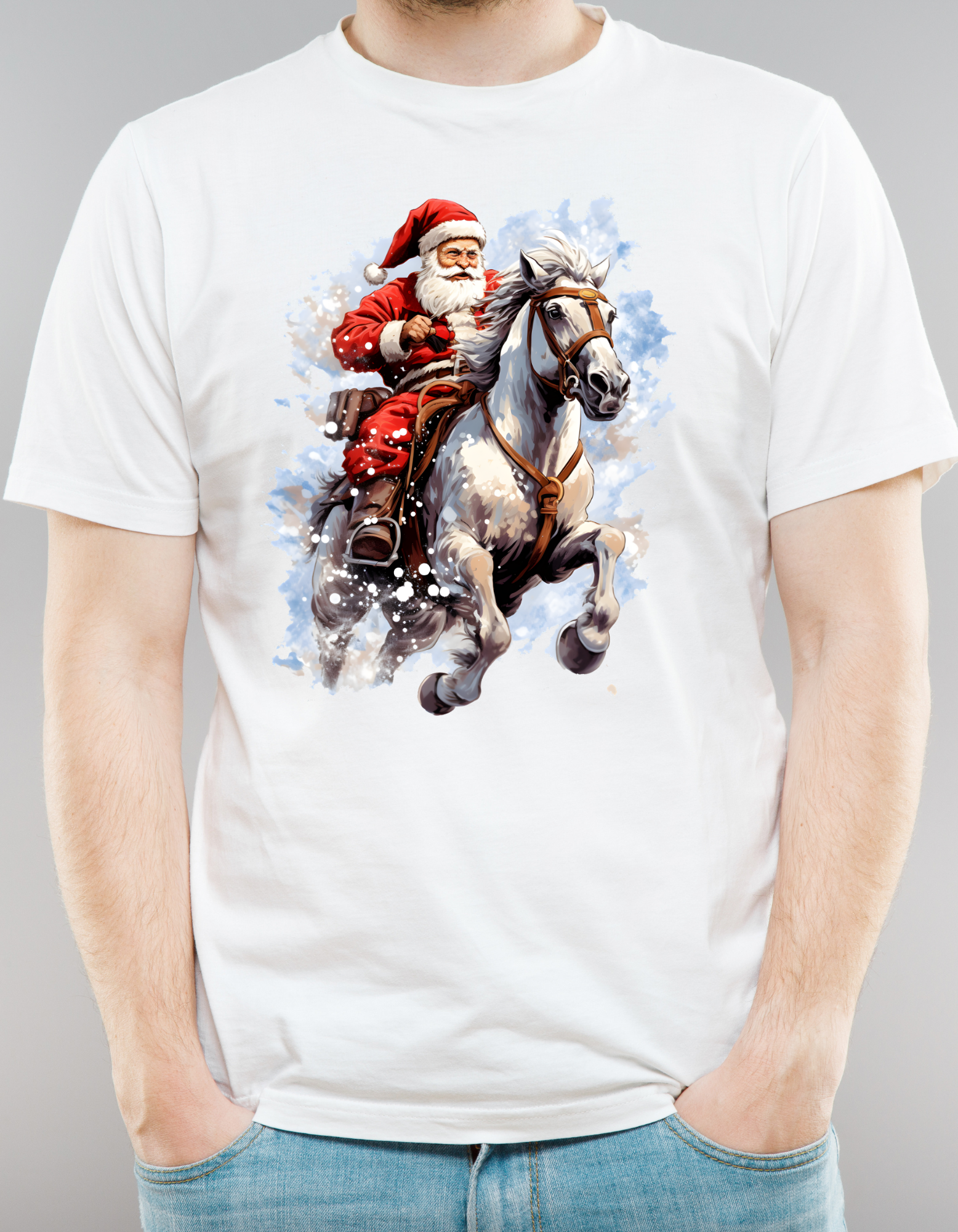 Custom Printed Shirt: Horse Riding Christmas Father