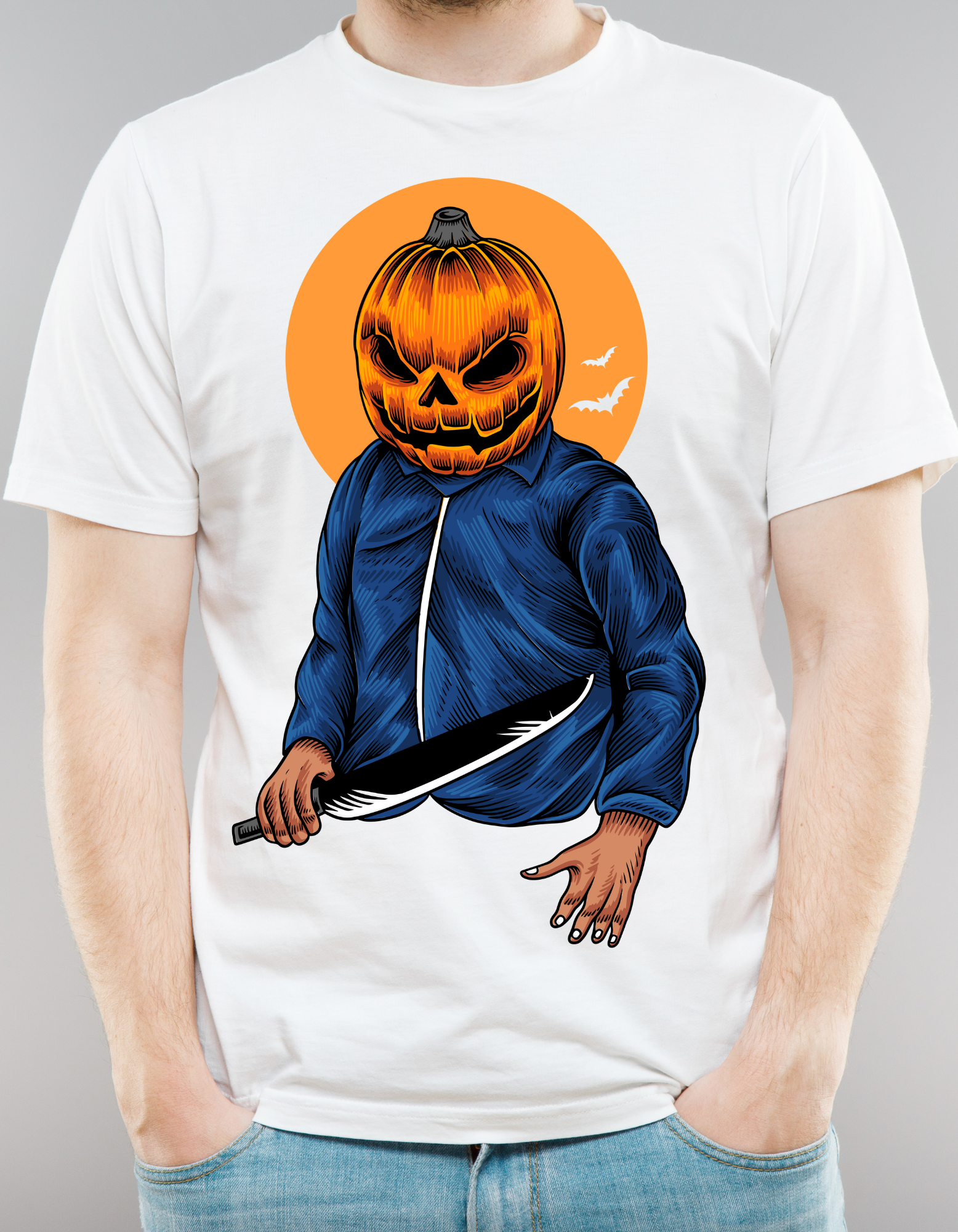 Custom Printed Shirts: Halloween Pumpkin Head