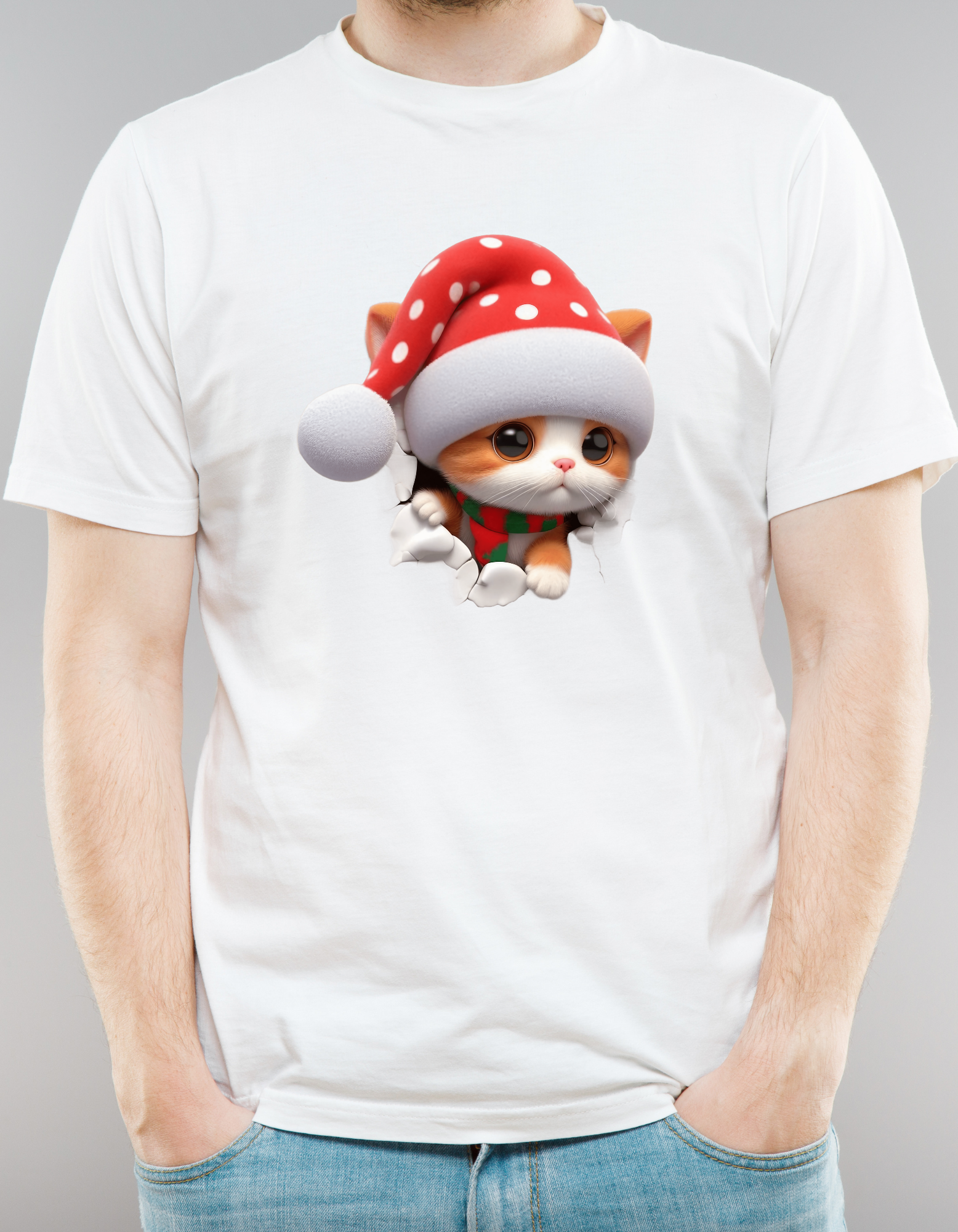 Custom Printed Shirt: Christmas Kitten