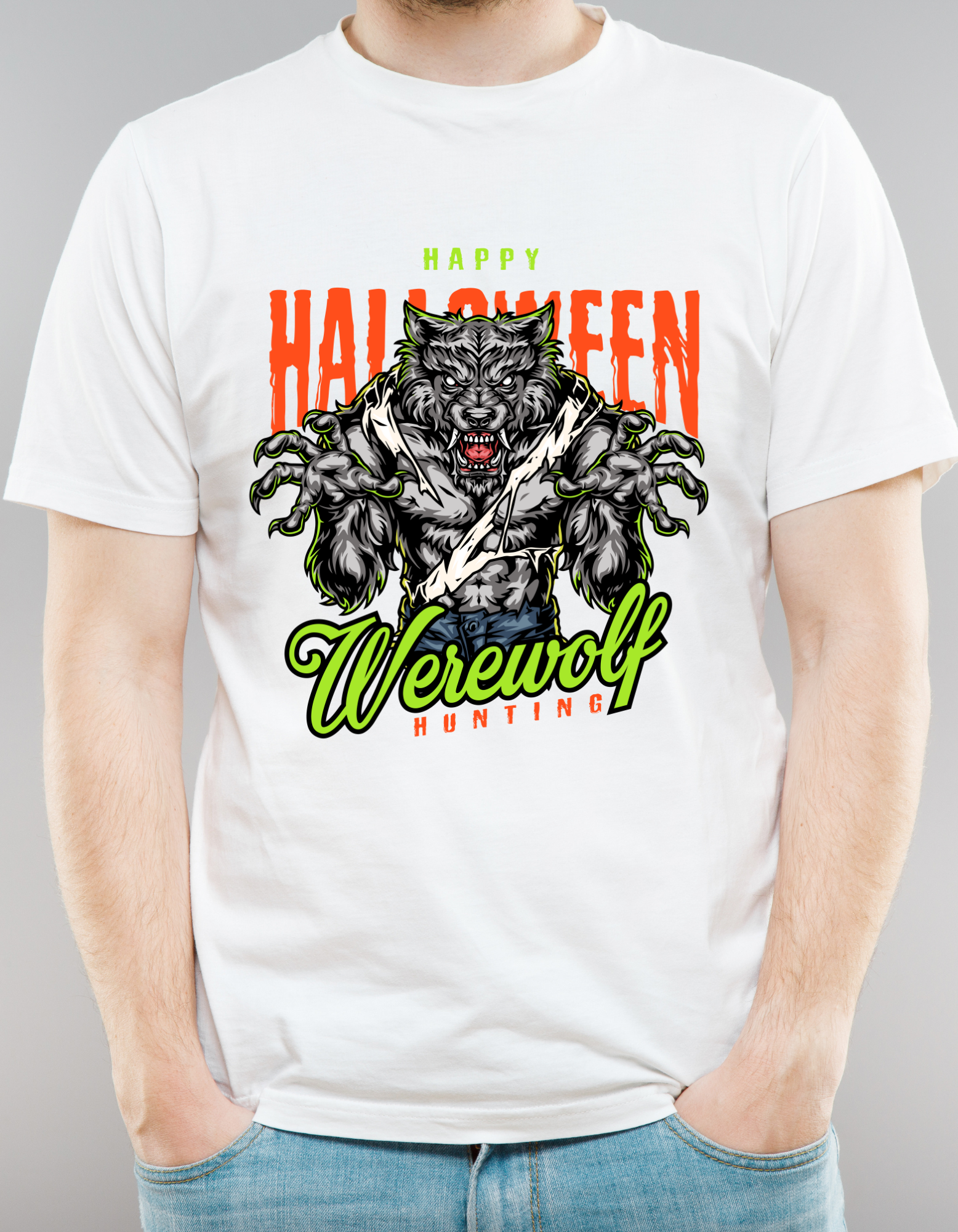 Custom Printed Shirts: Halloween Werewolf Hunting