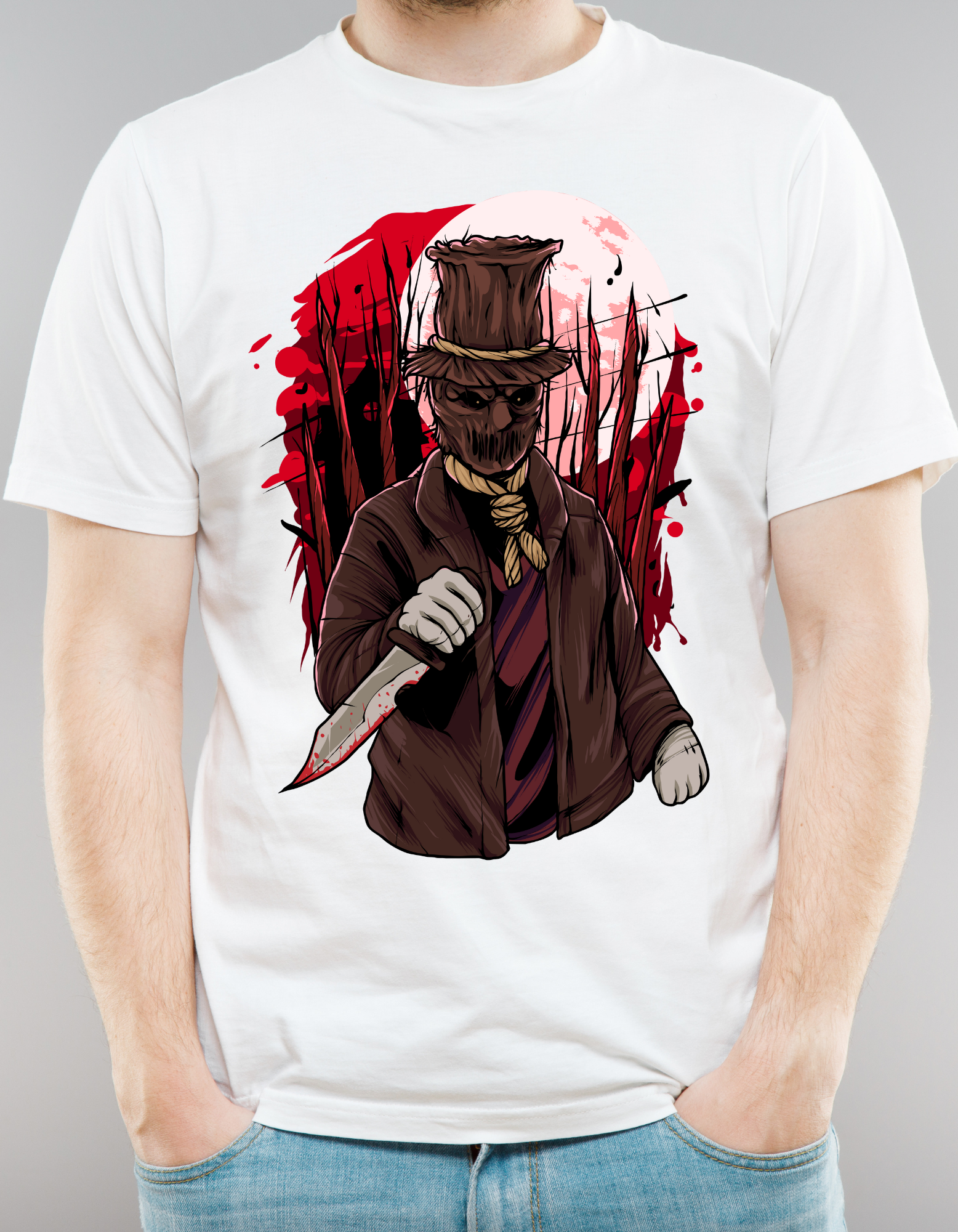 Custom Printed Shirts: Halloween Bloody Scarecrow