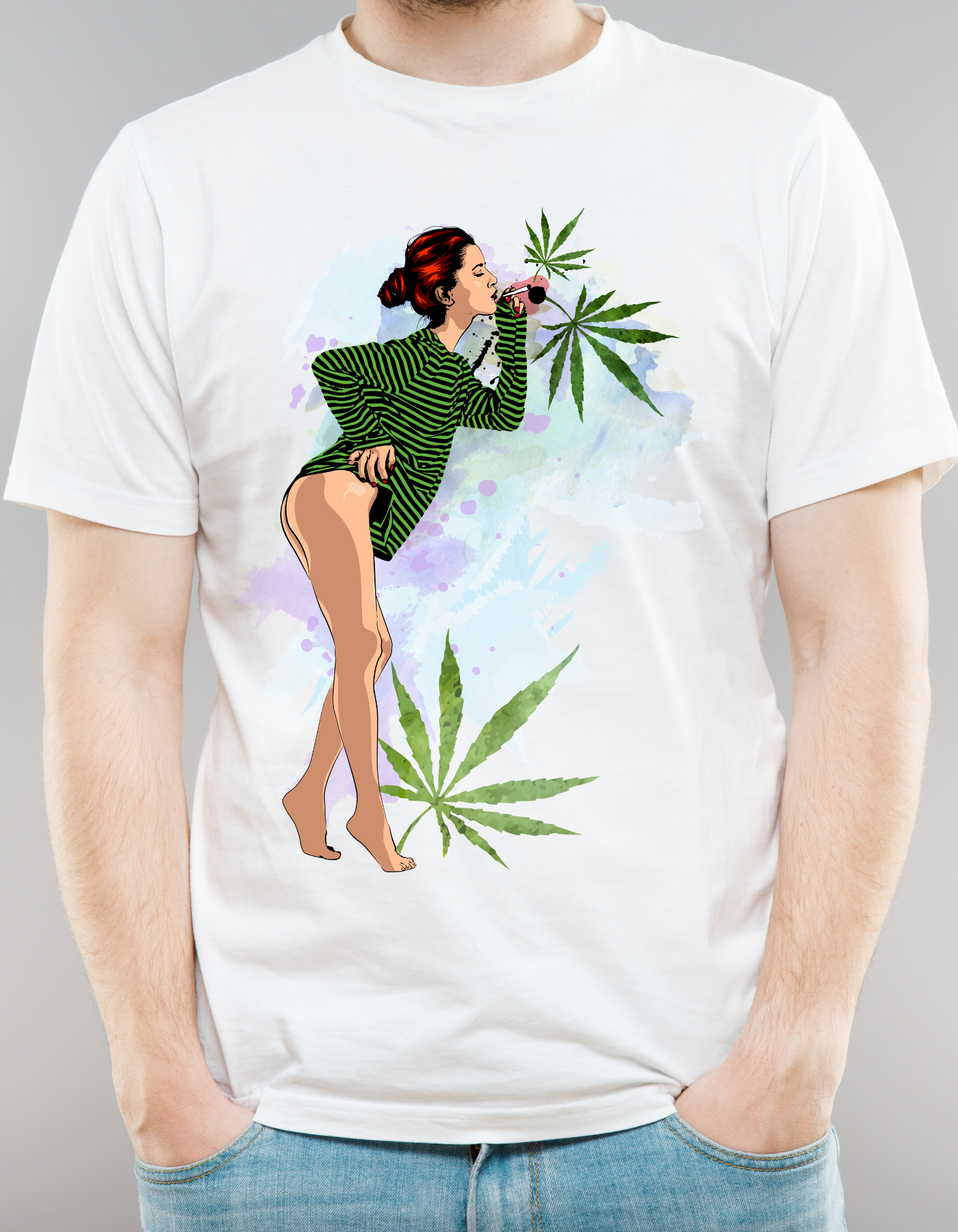Custom Printed Shirts: Girl Smoking