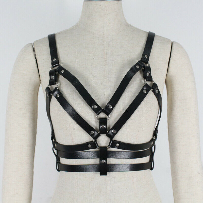 Women's Leather Bra Clothing With Body Chains Ornament