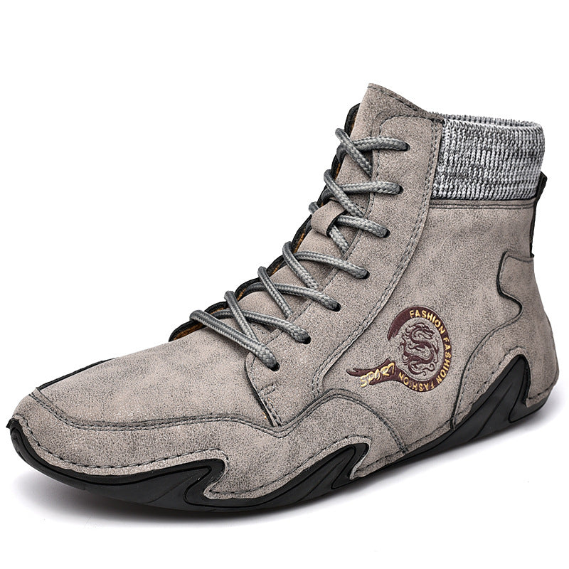 British Style Martin Boots Men's Plus Size High Top Retro Casual