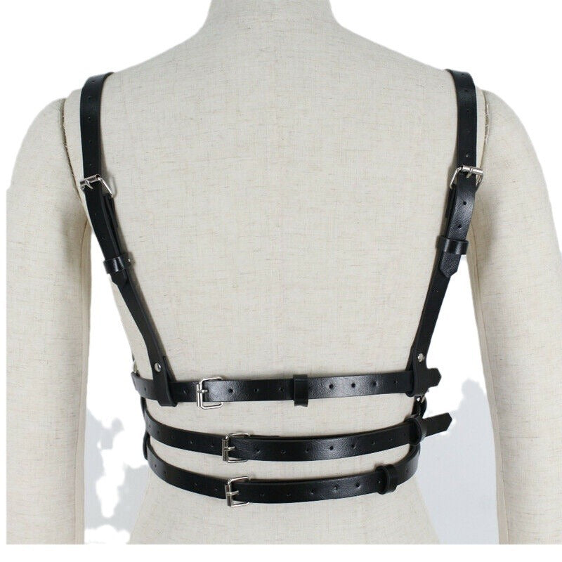 Women's Leather Bra Clothing With Body Chains Ornament