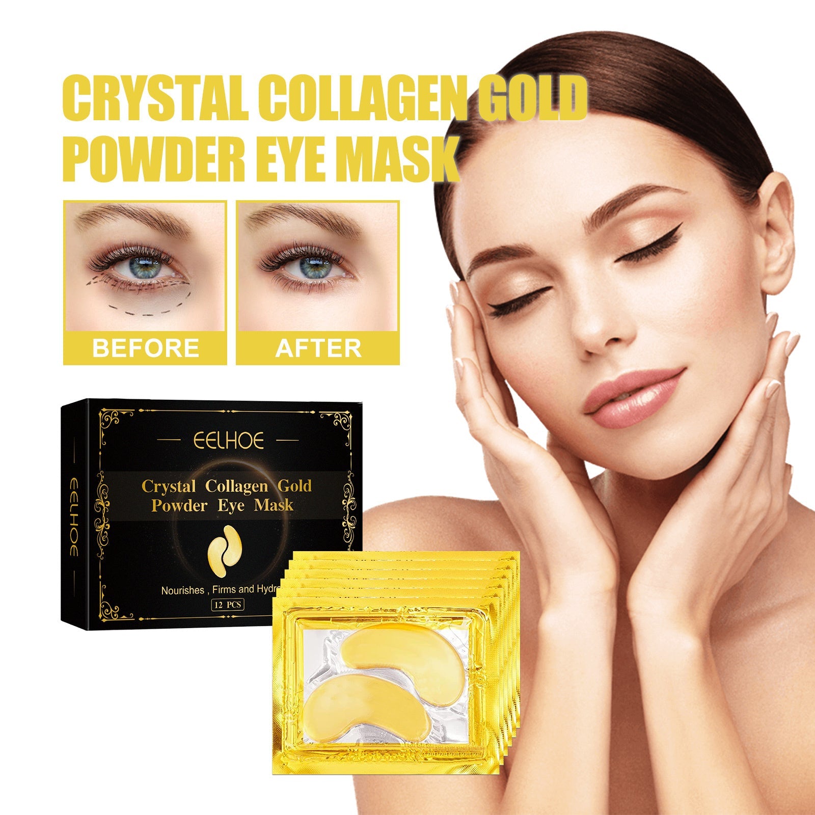 EELHOE - Collagen Gold Eye Mask Firming Eye Patches For Dark Circles And Puffy Eyes  Collagen Eye Mask