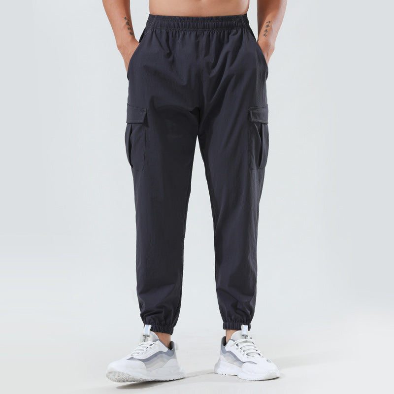 Men's Outdoor Quick-dry Pants Loose Woven Elastic Ankle-tied Fitness Leisure Cargo Trousers