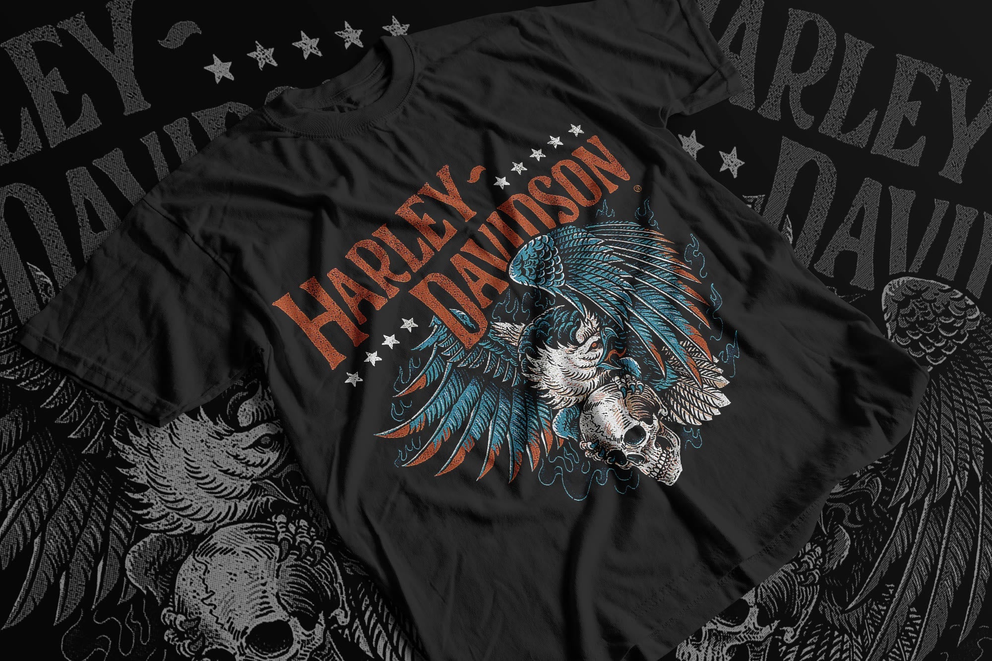 Custom Printed Shirts: Harley Davidson Skull