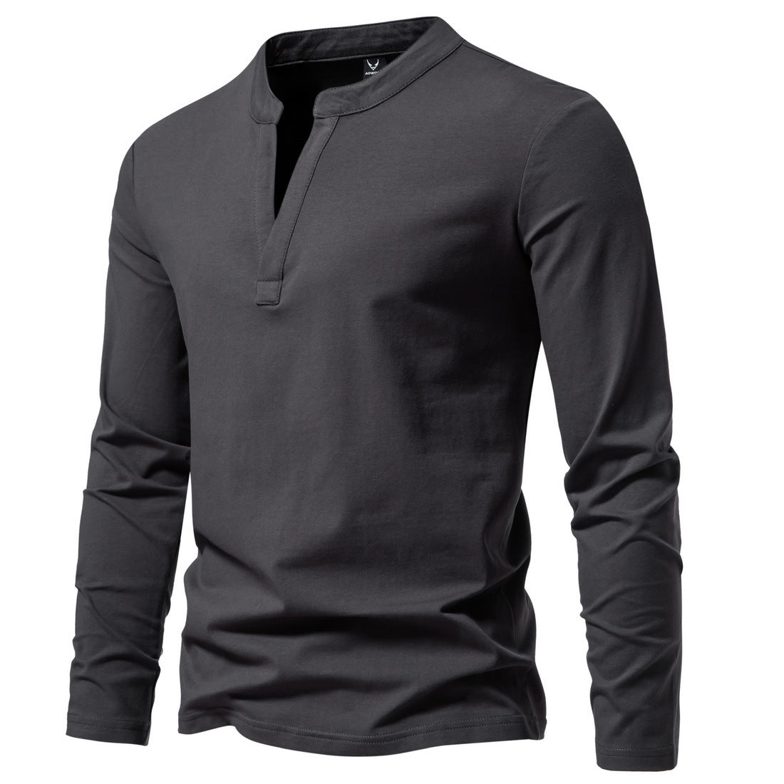Men's Solid Color Stand-up Collar Long Sleeve T-shirt