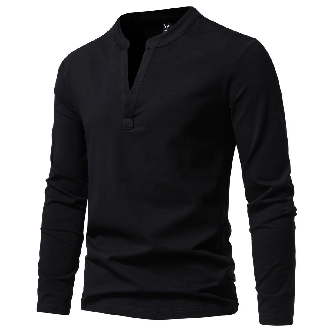 Men's Solid Color Stand-up Collar Long Sleeve T-shirt