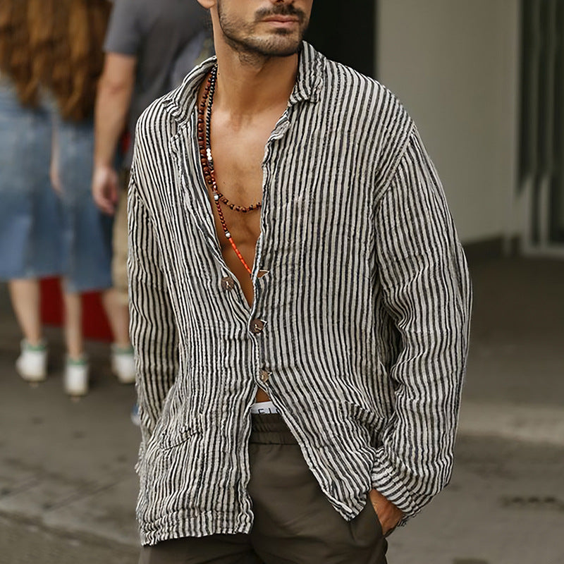 New European And American Men's Youth Long-sleeved Shirt 3D Printing