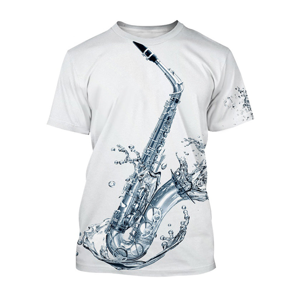 Men's Fashion 3D Cool Musical Instrument Digital Short Sleeve