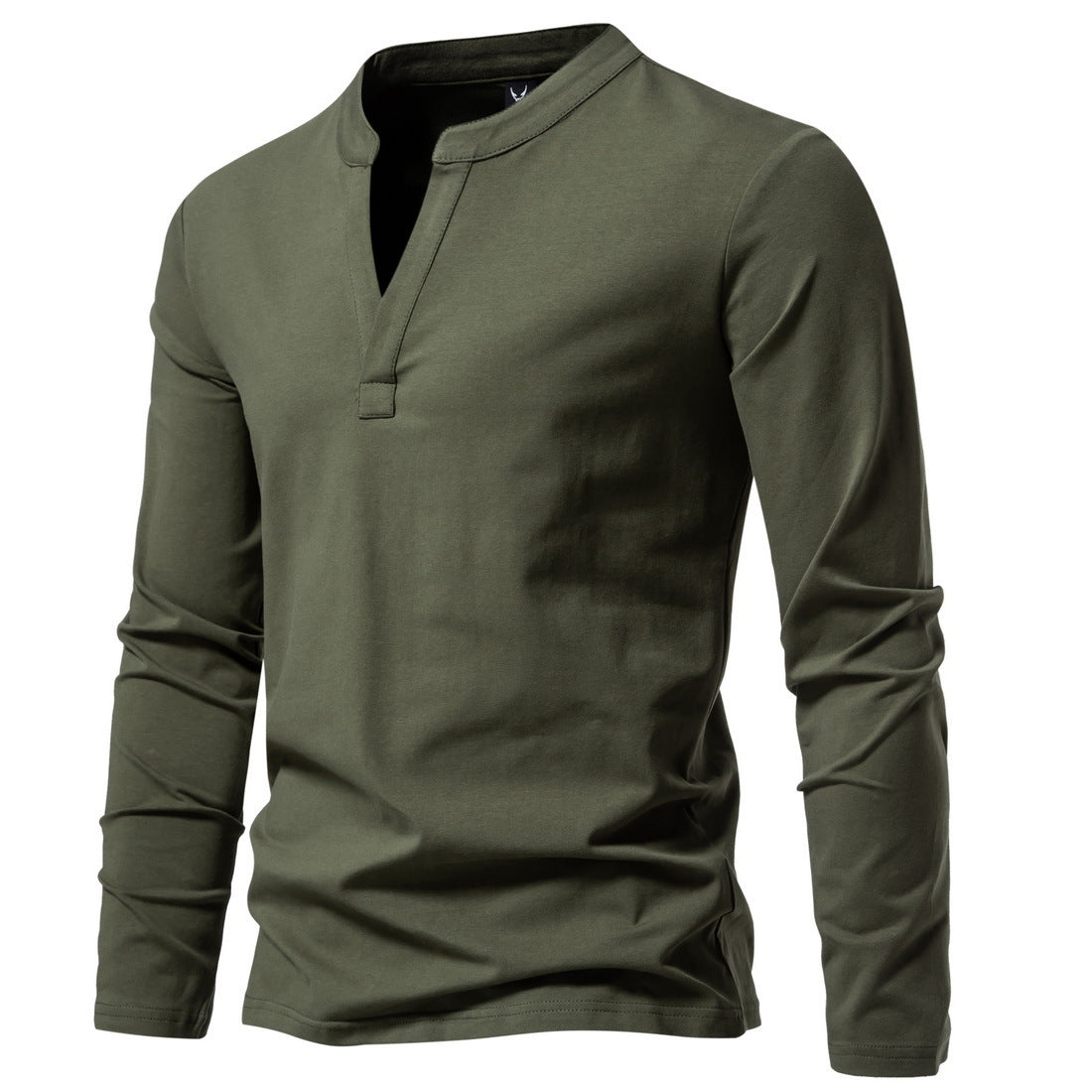 Men's Solid Color Stand-up Collar Long Sleeve T-shirt
