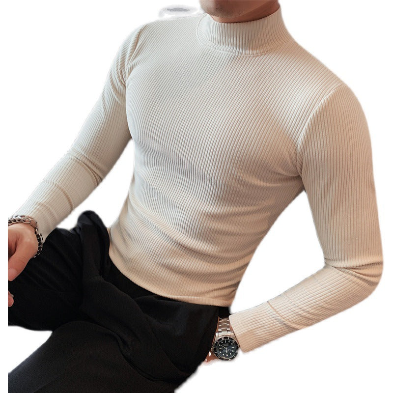 Bottoming Shirt Fall Winter Men Pit Striped Fashion Slim T-shirt