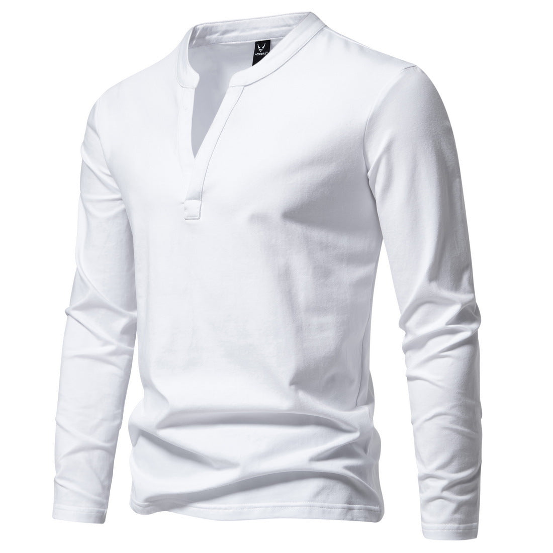 Men's Solid Color Stand-up Collar Long Sleeve T-shirt