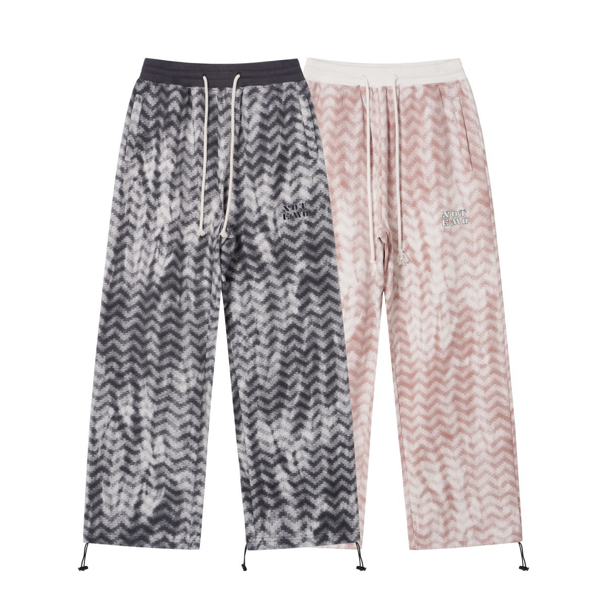 Diamond-shaped Corrugated Plaid Loose Casual Outdoor Contrast Color Drawstring Wide-leg Pants