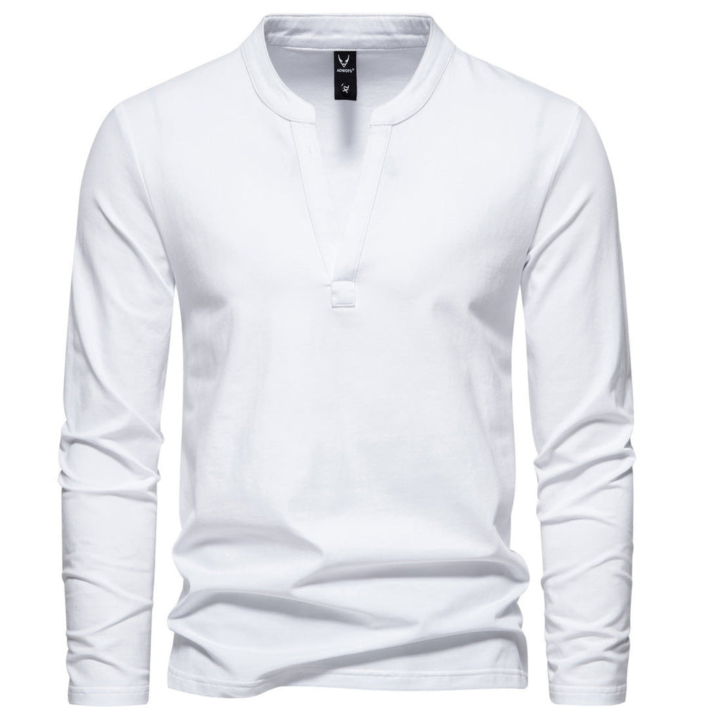 Men's Solid Color Stand-up Collar Long Sleeve T-shirt