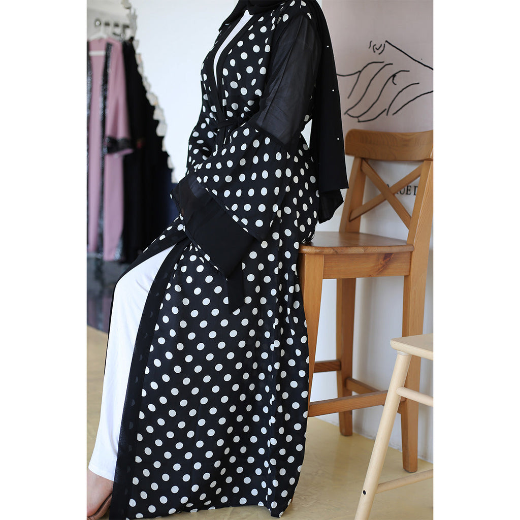 Fashionable Polka Dot Pattern Cardigan Robe