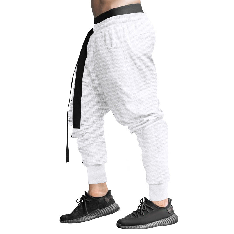 Men's Casual Pants Slim-fit Solid Color Ankle-tied Trousers