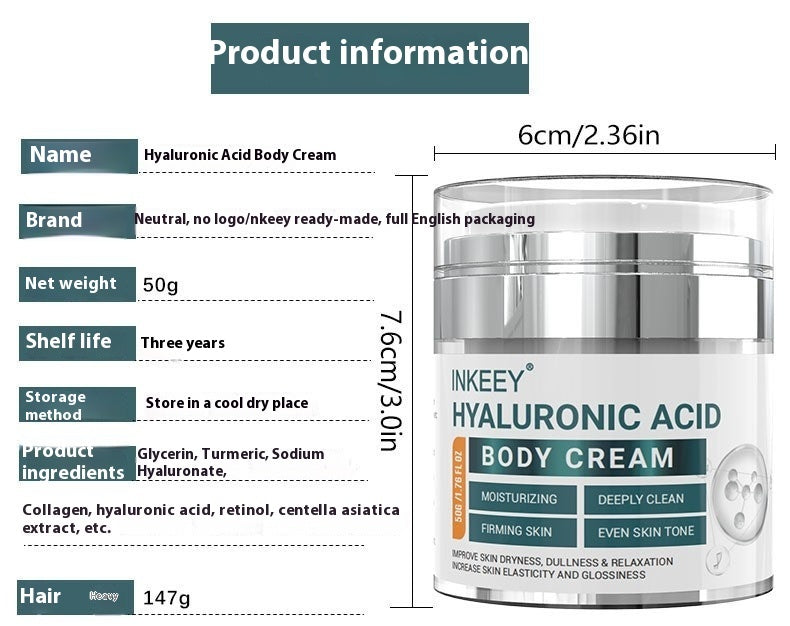 Inkeey - Hyaluronic Acid Body Cream Moisturizing And Anti-chapping