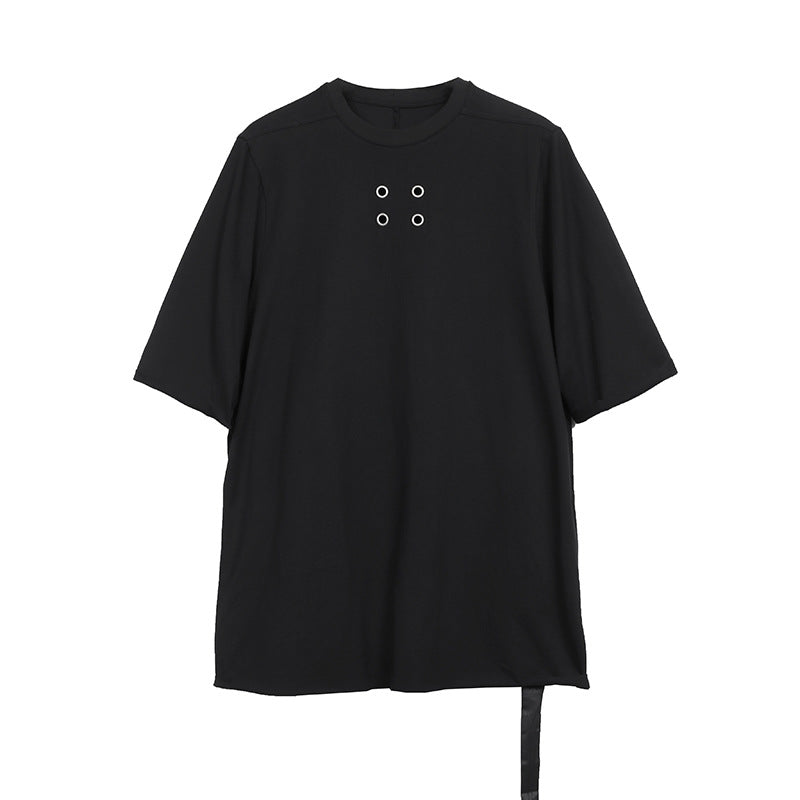 Raw Edges Design Breathable Hole Loose Plus Size Short Sleeve T-shirt