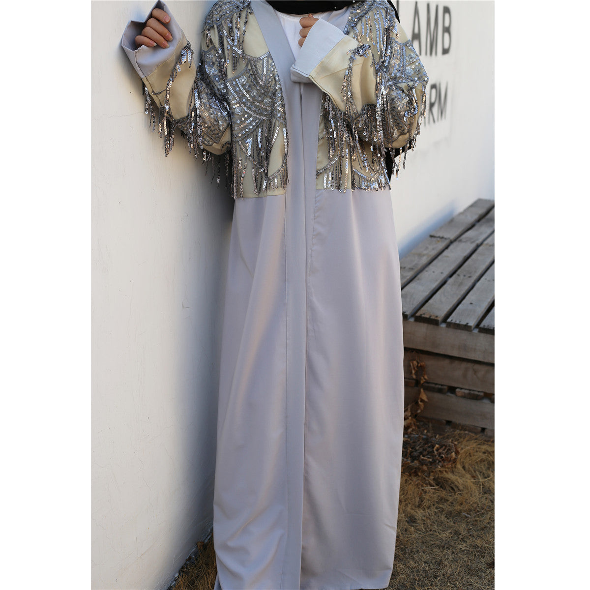 Sequin Tassel Turkiye Women's Cardigan Gown