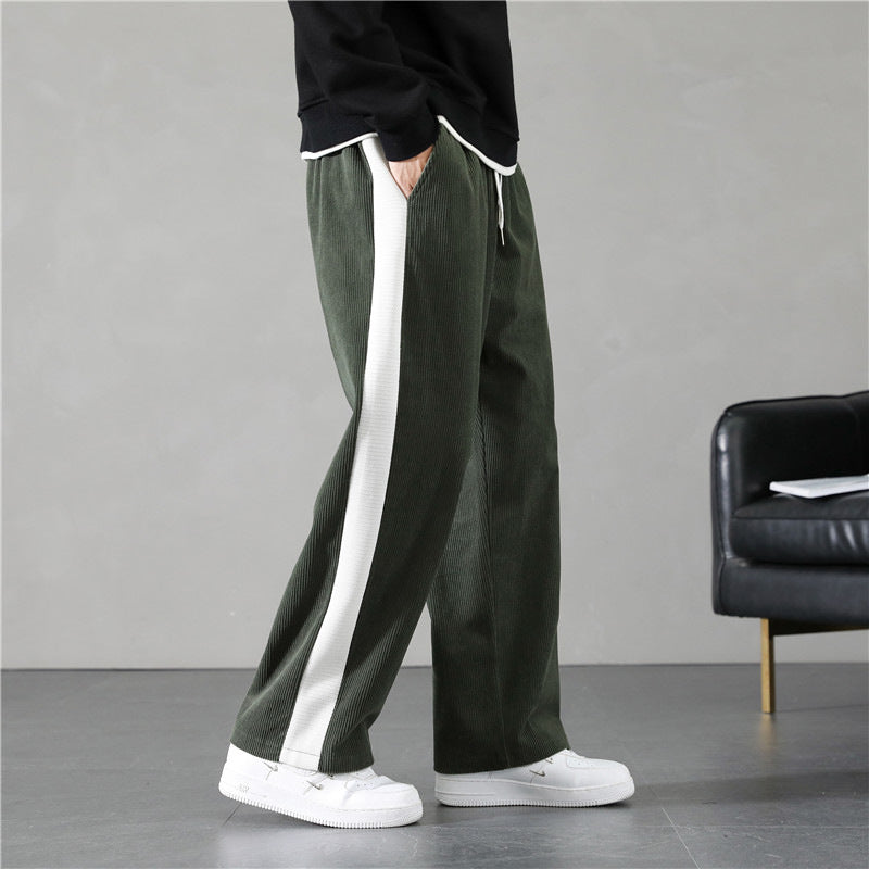 Loose Plus Size Straight Ankle Tied Contrast Color