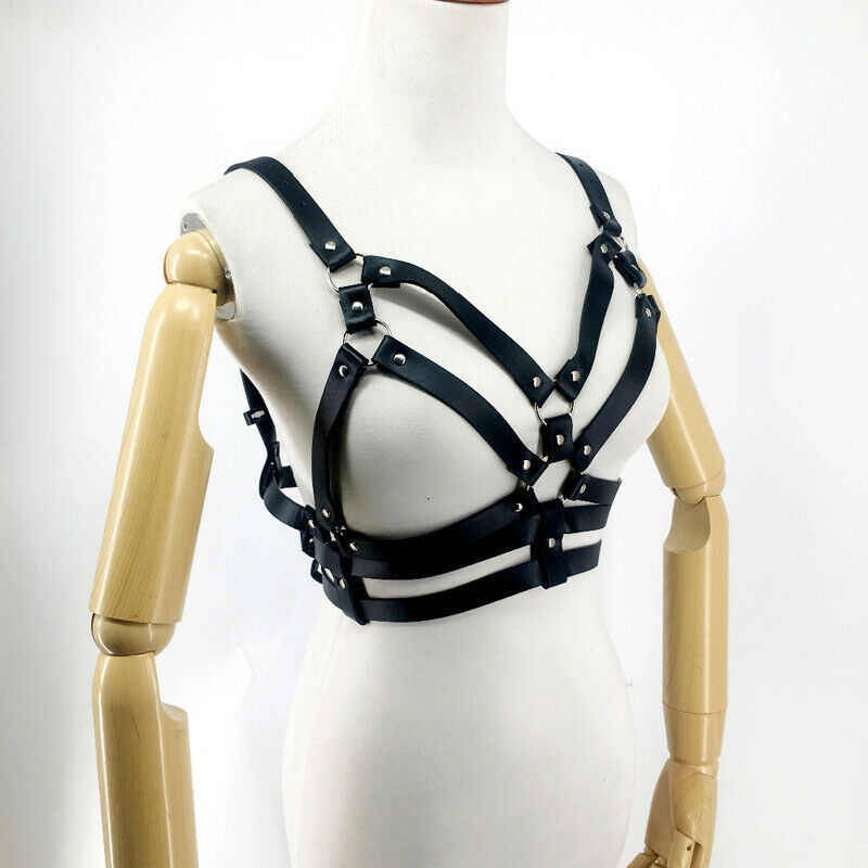Women's Leather Bra Clothing With Body Chains Ornament
