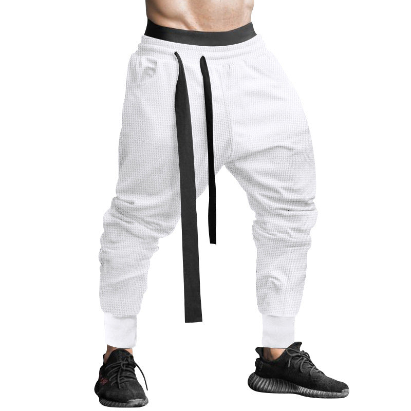 Men's Casual Pants Slim-fit Solid Color Ankle-tied Trousers