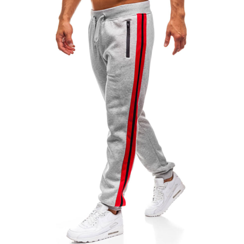 Sweatpants Fashionable Zipper Stitching Design Sports Elastic Waist Trousers Pencil Pants