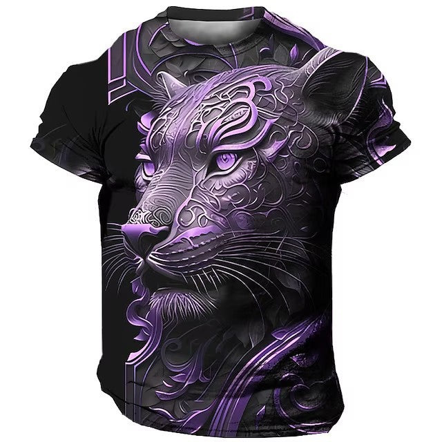 Men's 3D Printed Lion Short Sleeve T-shirt