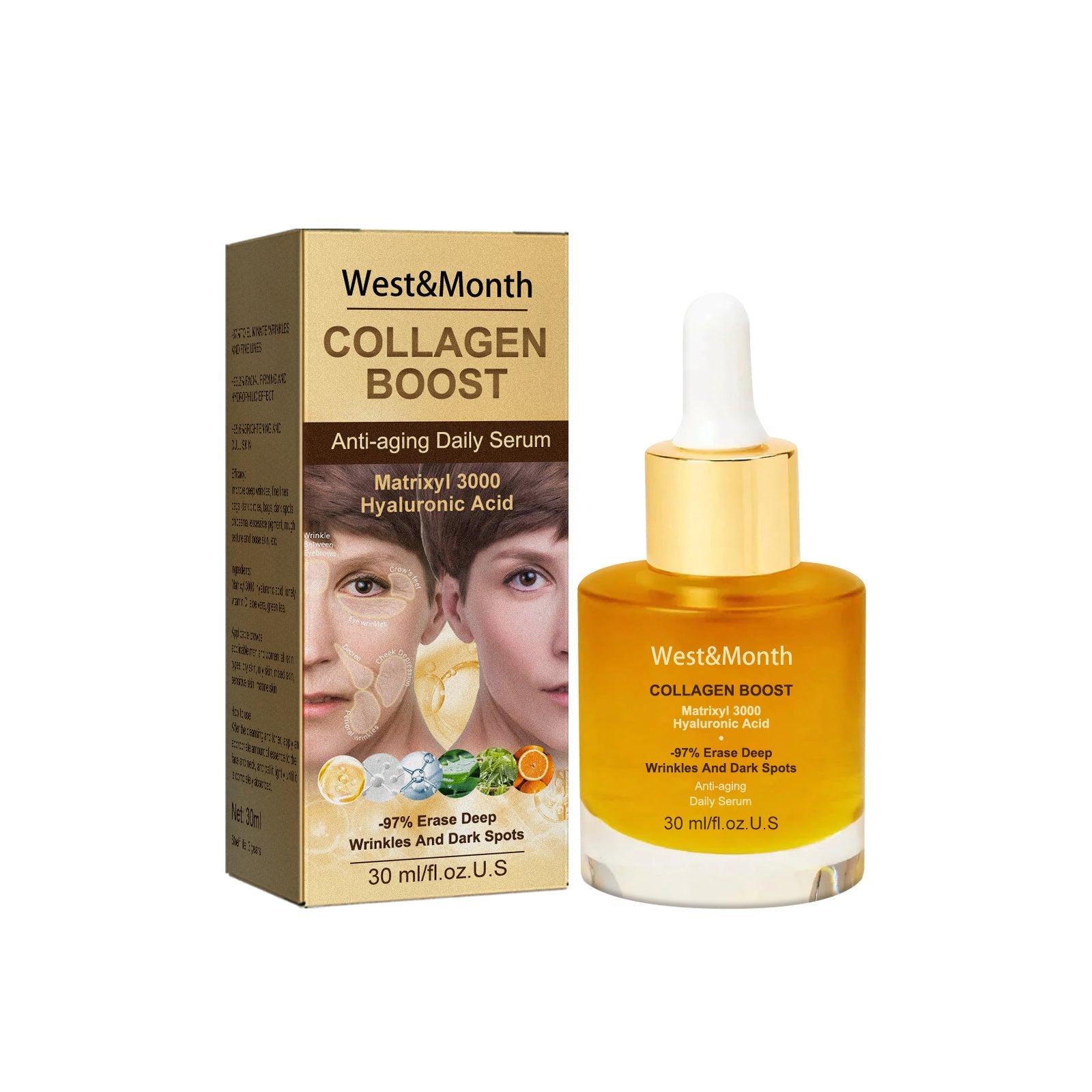 WEST & MONTH - Collagen Anti Wrinkle Essence To Fade Spots, Repair Skin Barrier, Moisturize And Moisturize, wrinkle treatment