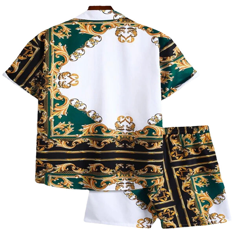 Men's Shirt Casual Loose Short Sleeves Shorts Beach Suit