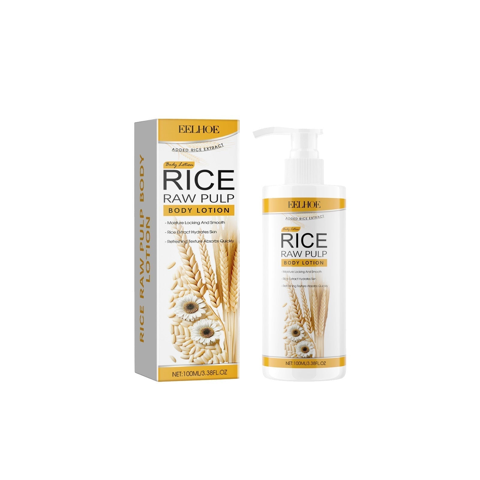 EELHOE - Rice raw Pulp Body Lotion, Rice Puree Moisturizing Body Lotion Desalination