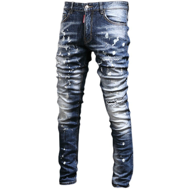 Men's Fashion Casual Slim Fit Skinny Hole Patch Jeans