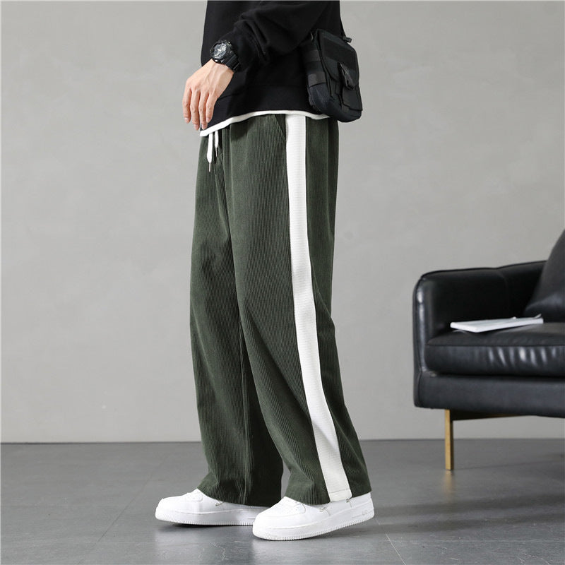 Loose Plus Size Straight Ankle Tied Contrast Color