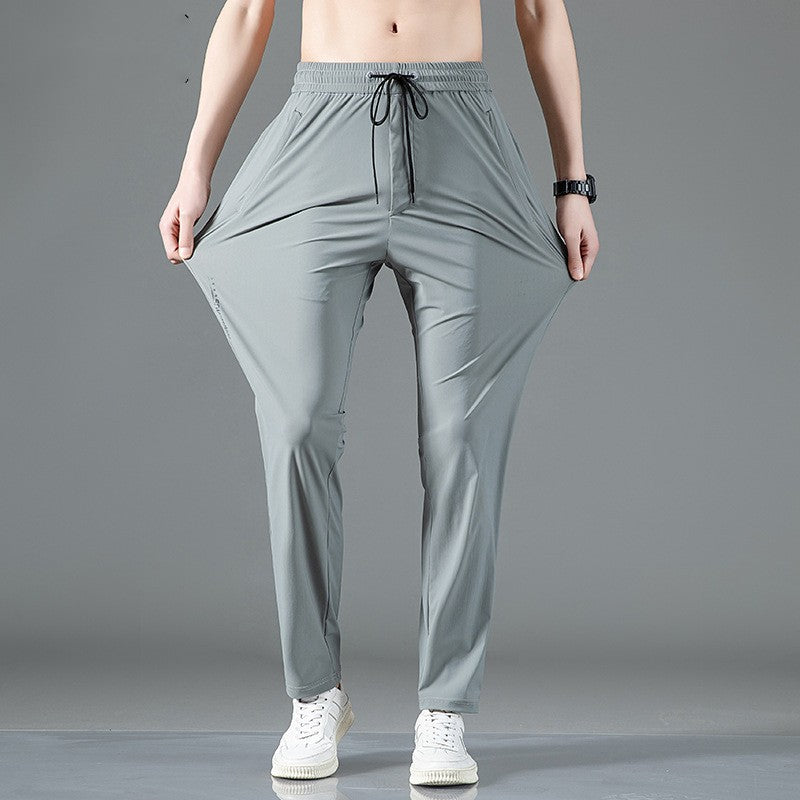 Ice Silk Casual Pants Men's Summer Thin Straight Sports