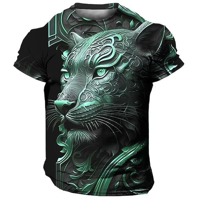 Men's 3D Printed Lion Short Sleeve T-shirt