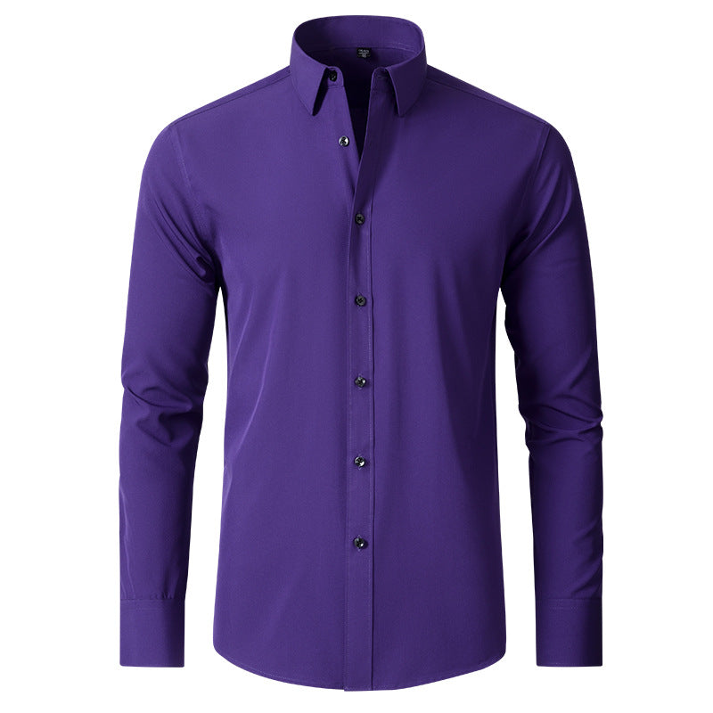 Full Elastic Force Shirt Men's Non-ironing Anti-wrinkle Simple Business Thin Shirt Men