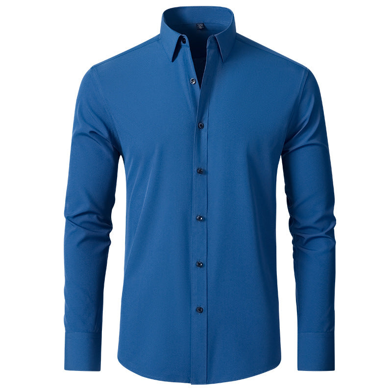 Full Elastic Force Shirt Men's Non-ironing Anti-wrinkle Simple Business Thin Shirt Men