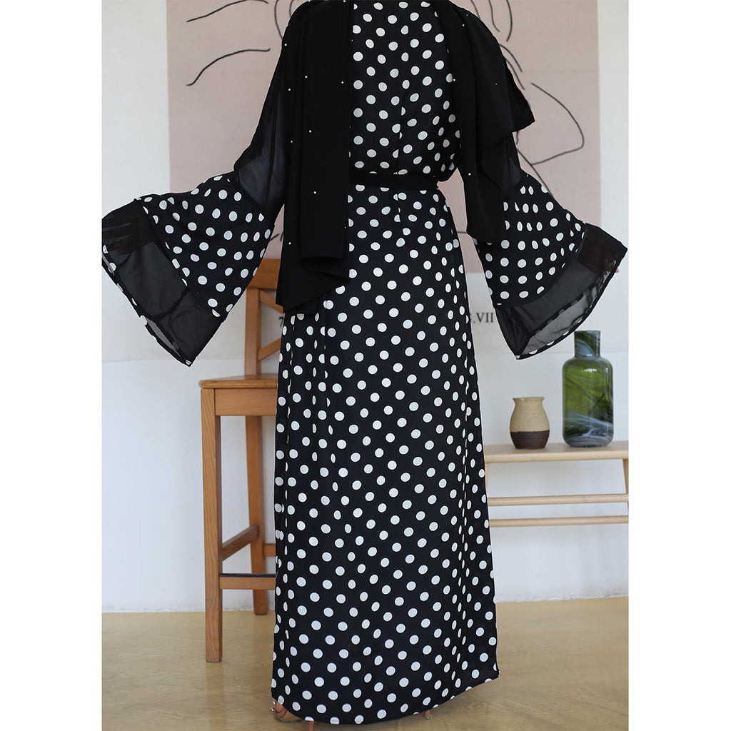 Fashionable Polka Dot Pattern Cardigan Robe