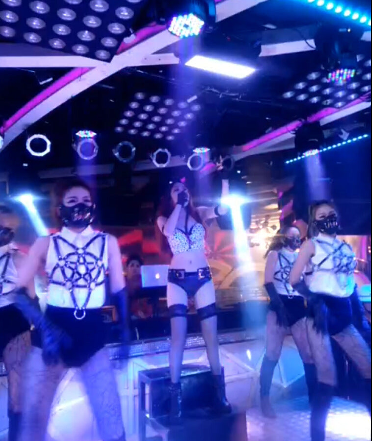 Women's Leather Bra Clothing With Body Chains Ornament